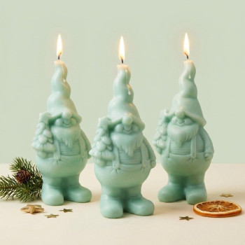 Silikonform Elf mit Weihnachtsbaum zum Kerzenmachen.