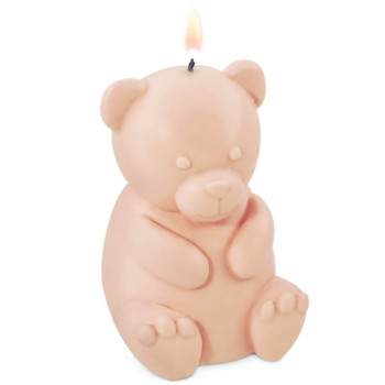 Silikonform mit sitzendem Teddybär zum Herstellen von selbstgemachten Kerzen.