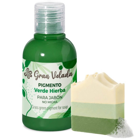 Grasgrünes Flüssigpigment für handgemachte Ölseife.