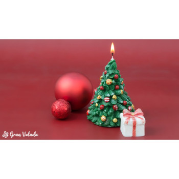 Kerzenform Weihnachtsbaum mit Kugeln. Online Verkauft.