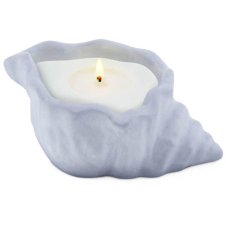 Silikonform in Muschelform zur Herstellung von Massagekerzenbehältern.