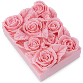 Rechteckige Silikonform mit Rosen zum Herstellen von Seifen.