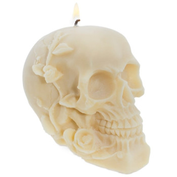 Schädelsilikonform mit Rosen zur Herstellung von Kerzen.