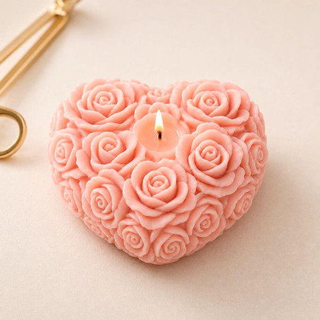 Molde de silicona para velas corazón de rosas | Gran Velada