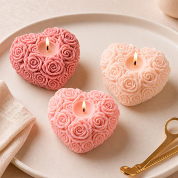 Molde de silicona para velas corazón de rosas | Gran Velada