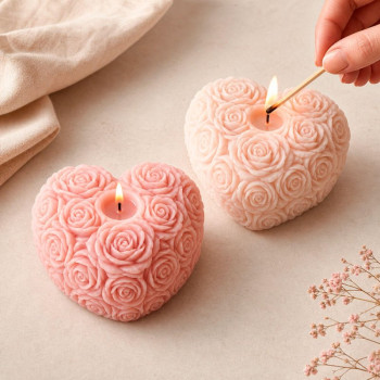 Molde de silicona para velas corazón de rosas | Gran Velada