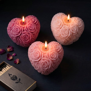 Molde de silicona para velas corazón de rosas | Gran Velada