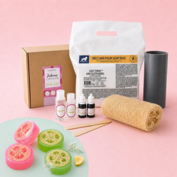 Kit zur Herstellung von Seife mit Luffa im Lieferumfang enthalten. Online-Verkauf