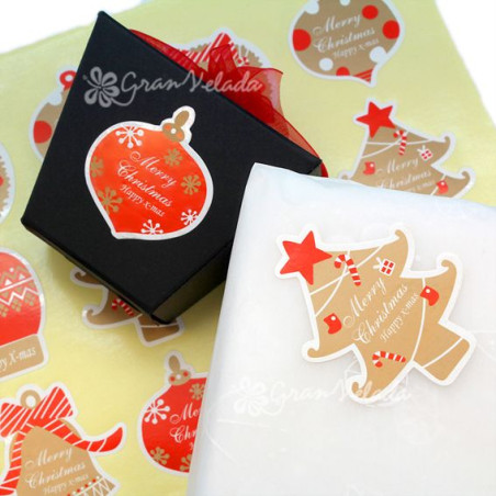 Happy X-Mas Aufkleber für Verpackungen. Online-Verkauf.