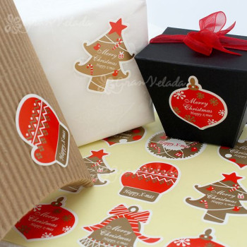 Happy X-Mas Aufkleber für Verpackungen. Online-Verkauf.