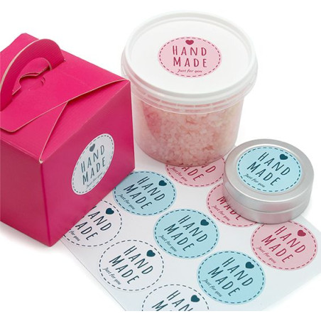 Runde Aufkleber handgemacht lässig. Online-Verkauf.