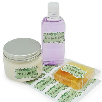 Aufkleber frische Zutaten für Kosmetika. Online-Verkauf