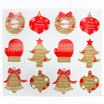 Happy X-Mas Aufkleber für Verpackungen. Online-Verkauf.