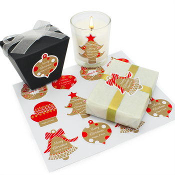 Happy X-Mas Aufkleber für Verpackungen. Online-Verkauf.